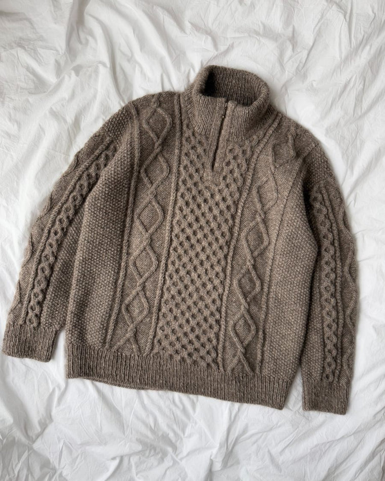 Mand iført brunmeleret Dagmar Zipper Sweater Man