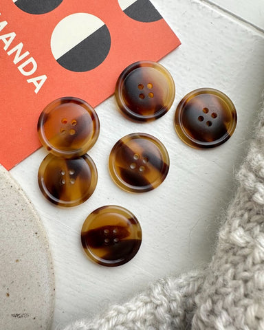 Galalith buttons Ø25 mm - Dark brown - 6 pcs