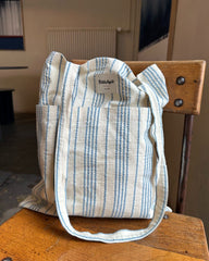 Knitter's Tote Bag - Striped Seersucker