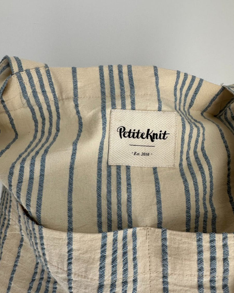 Knitter's Tote Bag - Striped Seersucker